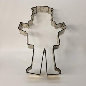Vintage Extra Large 9” Tin Metal Cookie Cutter, Preacher Quaker Wearing a Hat